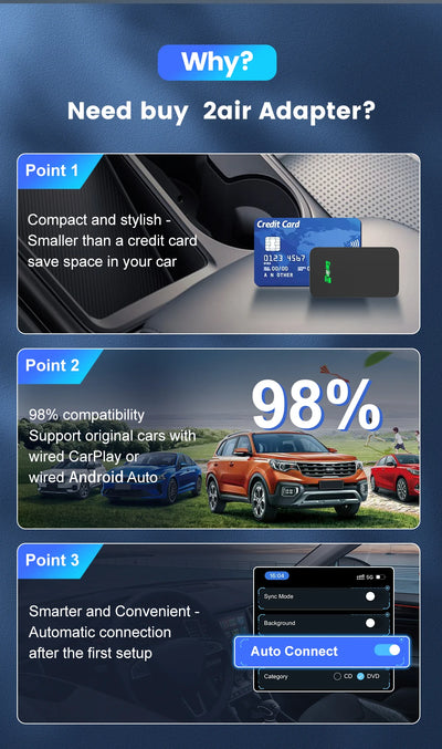 3 In 1 Wireless CarPlay Android Auto Adapter For Cars - Smarsty