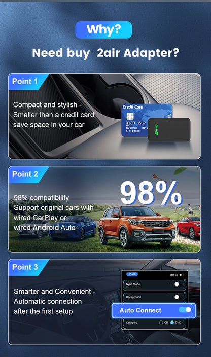 3 In 1 Wireless CarPlay Android Auto Adapter For Cars - Smarsty