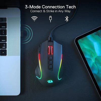 Redragon M612 PRO BT & 2.4RGB Gaming Mouse, 8000 DPI Wired/Wireless Optical Gamer Mice 11 Programmable Buttons & 6 Backlit Modes - Smarsty