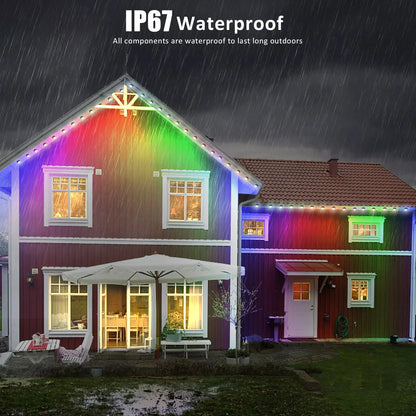 Permanent Outdoor String Lights 60M 120LEDs Smart RGBIC LED Lights IP67 Waterproof Full House Eaves Lights Halloween Decor Alexa