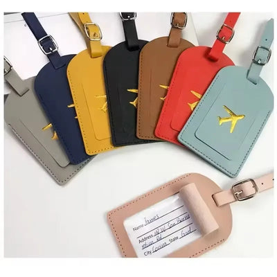 Stamped Leather Business Luggage Tag Suitcase Address Label Luggage Boarding Case Label Name ID Address Clip Travel Accessories - Smarsty