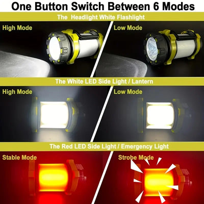 Rechargeable LED Camping Light 1000LM Lantern Flashlight 6 Modes 4000mAh Power Bank for Power Outage Hurricane Outdoor Hiking