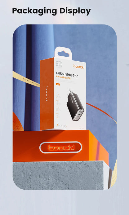 GaN USB Type C Charger With Digital Display 65W Power - Smarsty