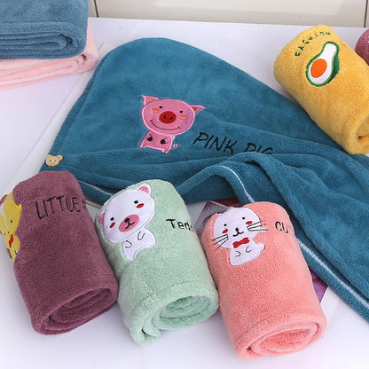 1Pc Embroidery Style Hair Drying Cap, Coral Fleece Thickened Hair Towel for Bathroom, Women's Absorbent Quick Drying Shower Cap, - Smarsty
