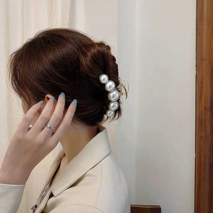 Large Pearl Hair Claw Clip Acrylic Fashion Barrette Stylish - Smarsty