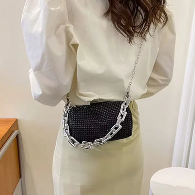 Rhinestone Bucket Bag Glitter Chain Purse Crossbody Mini - Smarsty