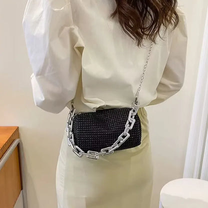 Rhinestone Bucket Bag Sparkling Crossbody Chain Bag - Smarsty