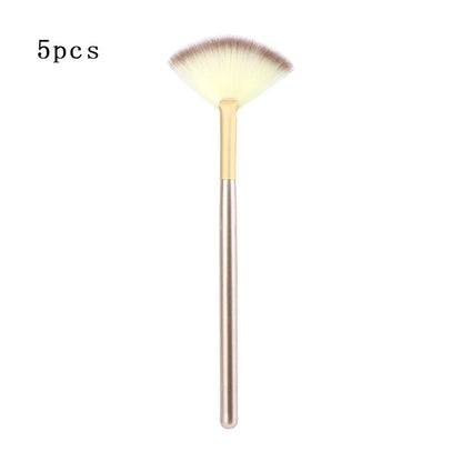 5 Piece Soft Makeup Brush Set with Wooden Handles - Smarsty