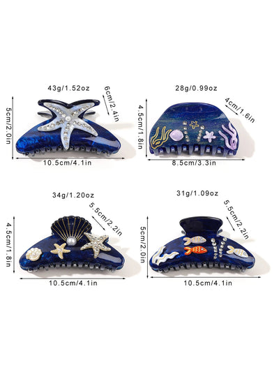 Handmade Large Sea Hair Claw Clips Acetate Beach Starfish - Smarsty