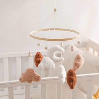 Baby Crib Mobile Bed Bell Rattle Toys Wooden Crochet Stars Pendant Bed Bell Toys Newborn Comfort Crib Bracket Hanging Toys Gifts by Smarsty