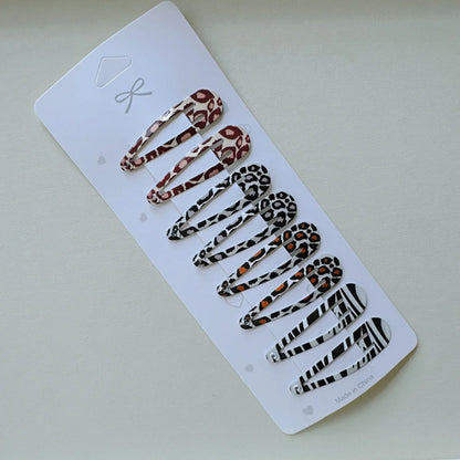 8 Piece Leopard Print Hair Clips Set for Women - Smarsty