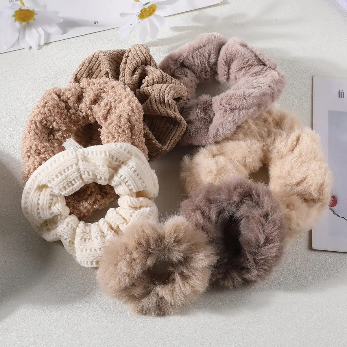 Plush Hair Scrunchies Set Soft Elastic Ponytail Holders - Smarsty