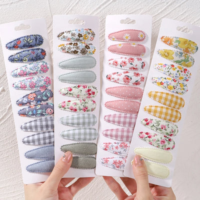 10 Pcs Cotton Alloy Hair Clips for Kids - Smarsty