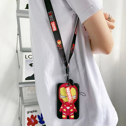 Disney Superhero ID Card Holder Neck Strap Pendant Cool Boys Door Badge Holder Lanyards Keychain Men Work Credential Case Gift - Smarsty