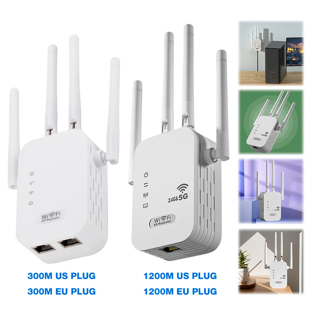 Dual-Band 2.4G 5G WiFi Repeater Signal Booster WiFi Extender 802.11bgn Gigabit Router with WPS EU/US Plug Type WiFi Amplifier - Smarsty