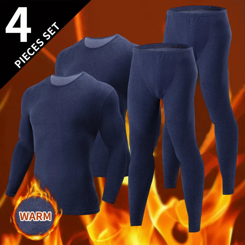 2/4 Pcs Men's Solid Color Simple Autumn And Winter Thermal Underwear Comfortable And Casual Bottoming Underwear Teenagers Pajama - Smarsty