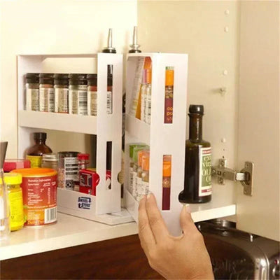 Multi-Function 2 Tier Rotate Spice Storage Rack Seasoning Swivel Storge Organizer Shelf kitchen bathroom creative household item by Smarsty