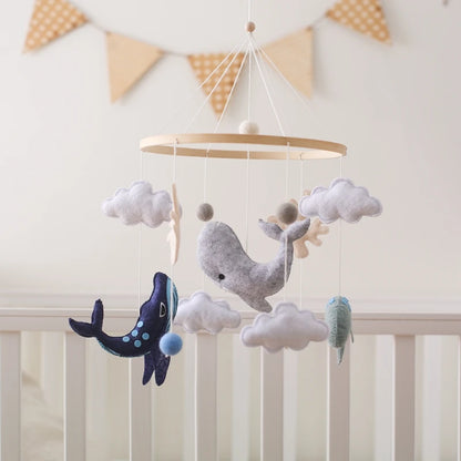Baby Crib Mobile Bed Bell Rattle Toys Wooden Crochet Stars Pendant Bed Bell Toys Newborn Comfort Crib Bracket Hanging Toys Gifts