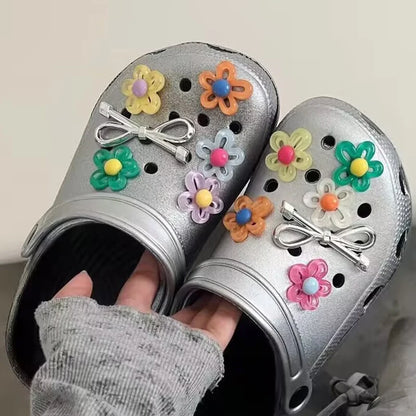 12pcs Set Shoes Decoration for Summer Sandals & Slippers Three-dimensional Colorful Flowers Shoes for Women DIY Shoe Accessories - Smarsty