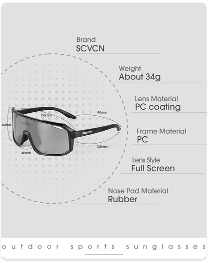 SCVCN Photochromic Cycling Sunglasses MTB Glasses Road Bike Cycling UV400 Goggles Men Women Outdoor Bicycle Sports Eyewear New