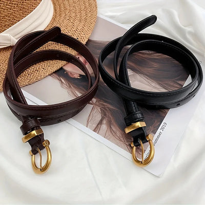 Mens Vintage PU Leather Belt with Classic Buckle - Smarsty
