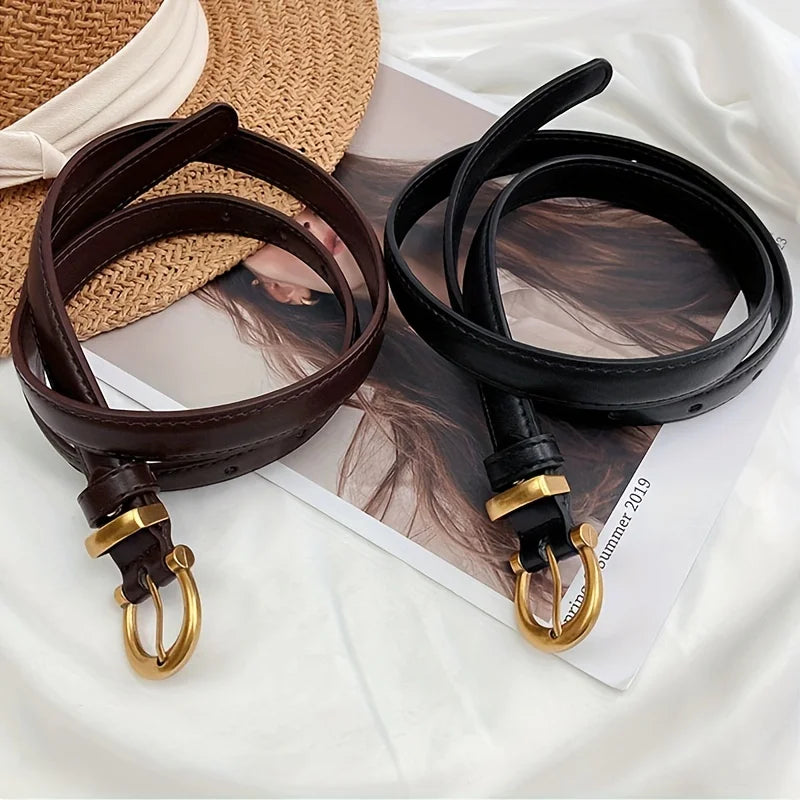 Mens Vintage PU Leather Belt with Classic Buckle - Smarsty