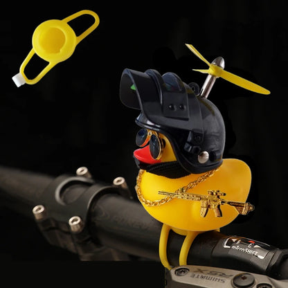Helmeted Yellow Duck Car Ornament With Propeller Toy Gun - Smarsty