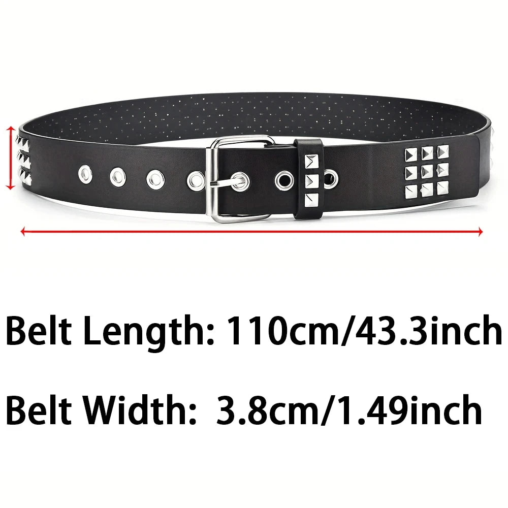 Unisex Square Bead Rivet Punk Metal Belt - Smarsty
