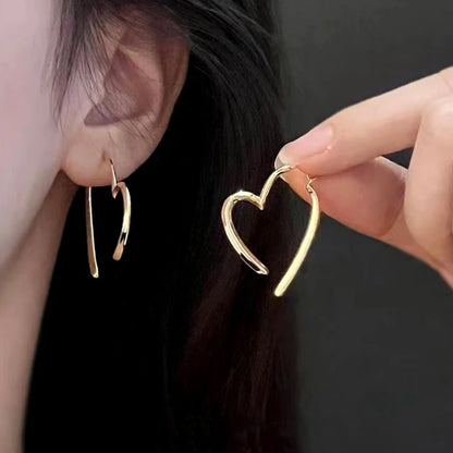 Chic Love Heart Drop Earrings for Women in Gold and Silver - Smarsty