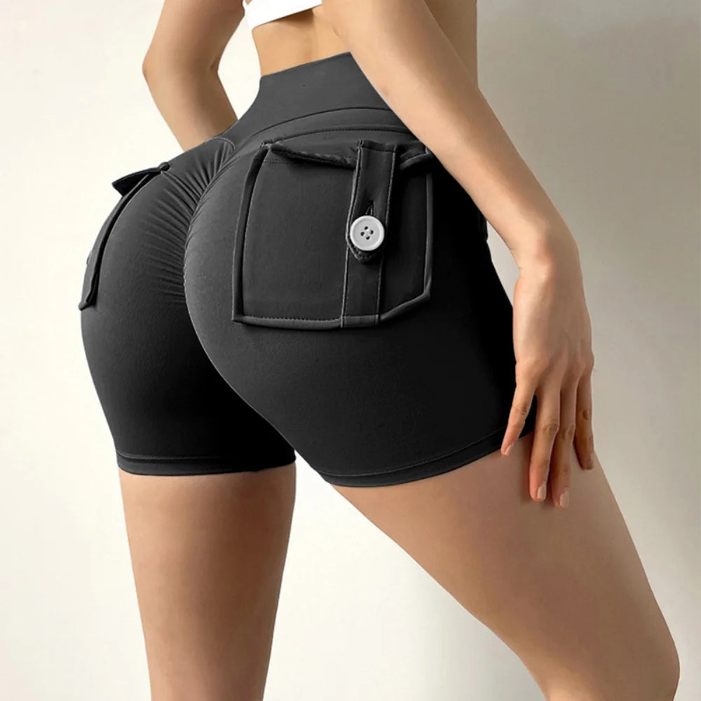 Peach Butt Fitness Shorts Women's Exercise Three-Quarter Pants Cargo Air Dry Pocket Yoga  Tight  Lift Summer - Smarsty