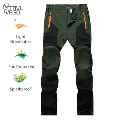 TRVLWEGO Men Summer Sports breathable Pants Hiking Trousers Camping Splash Prevention Quick Dry UV Resistant Elastic Thin - Smarsty