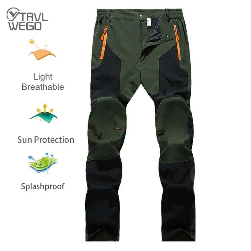 TRVLWEGO Men Summer Sports breathable Pants Hiking Trousers Camping Splash Prevention Quick Dry UV Resistant Elastic Thin - Smarsty