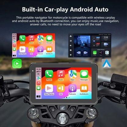 5 7 Inch Wireless CarPlay Android Auto Motorcycle Display - Smarsty