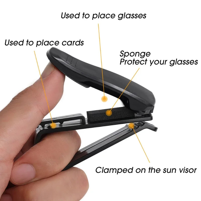 Car Visor Clip Glasses Holder Rotates 180 Degrees Card Slot - Smarsty