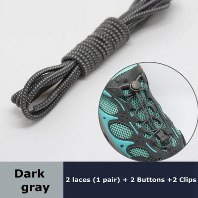 Round Elastic Shoelaces Suitable For Various Shoe Accessories No Tie Shoelace Fixed Stretching Locking Lazy laces 1 Pair - Smarsty