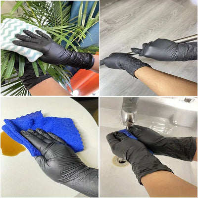 100/50/20PCS Black Nitrile Gloves Thickened Disposable Gloves for Cleaning Hairdressing  Waterproof Dishwashing Tattoo Gloves - Smarsty