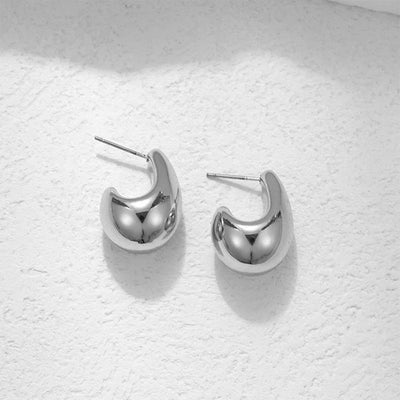 Vintage Chunky Dome Drop Earrings Gold Plated Stainless - Smarsty