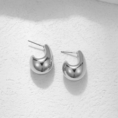Vintage Chunky Dome Drop Earrings Gold Plated Stainless - Smarsty