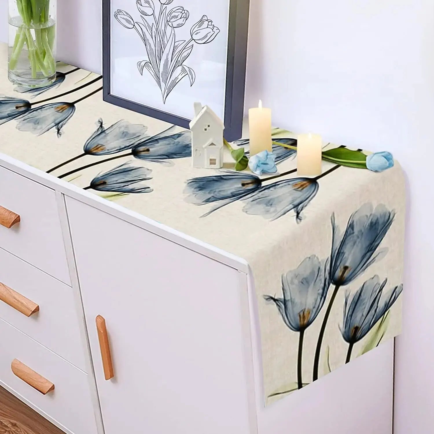 Rustic Tulip Linen Table Runner for Stylish Dining - Smarsty