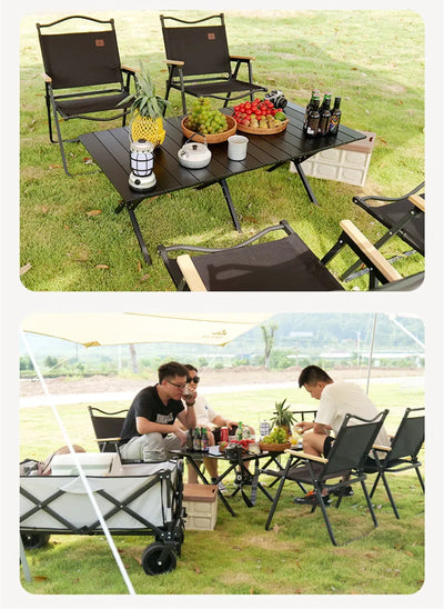 4/2/1PCS-khaki Camping Chair Portable Outdoor Chair Aluminum Alloy Wood Grain Folding Chair Camping Equipment Kermit Chair by Smarsty