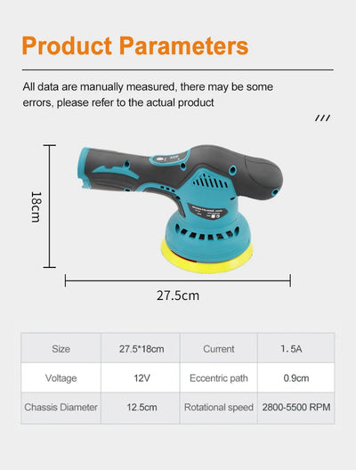 Cordless 12V Car Polisher With 5 Inch Pads For Waxing - Smarsty