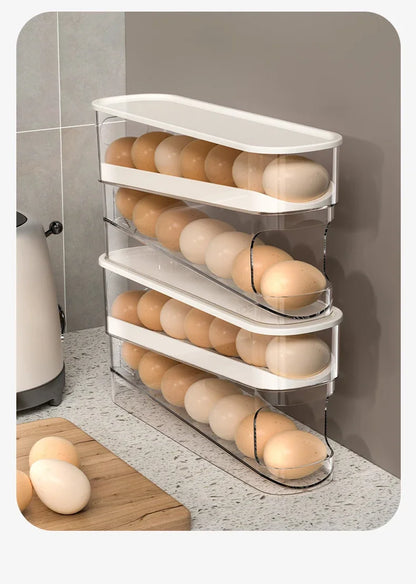 Slide Type Egg Carton Double Automatic Egg Roller Refrigerator Side Door Egg Storage Kitchen Countertop Egg Holder by Smarsty