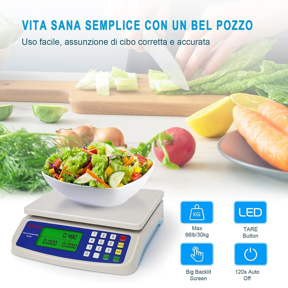 Electronic Scale 30KG /1G High-Precision LCD Digital Scale Kitchen Weighing Platform Scale Rechargeable /Battery Food Scales