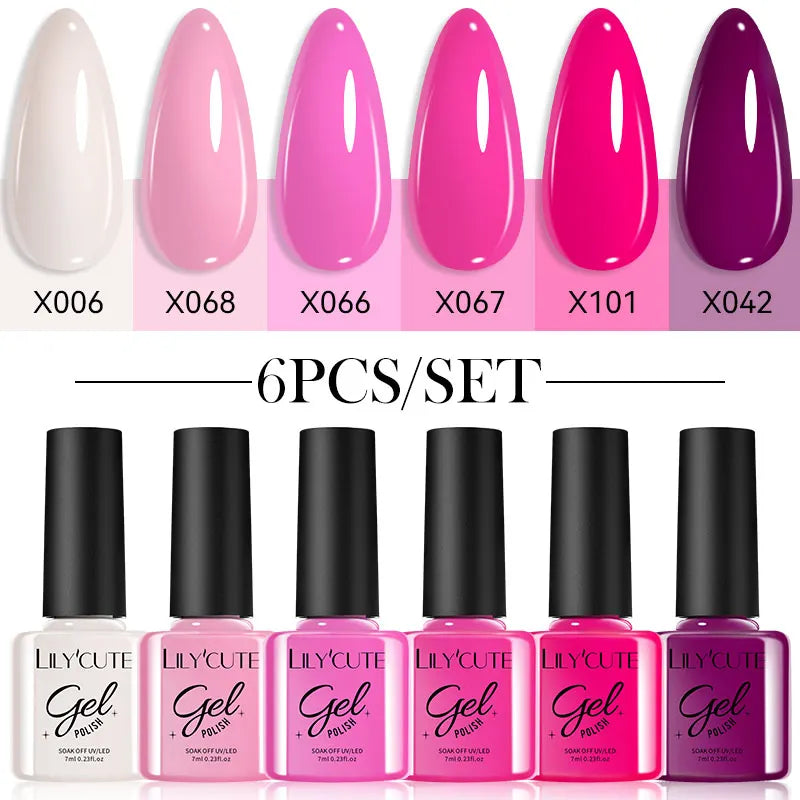 LILYCUTE 6 Piece Coffee Gel Nail Polish Set - Smarsty