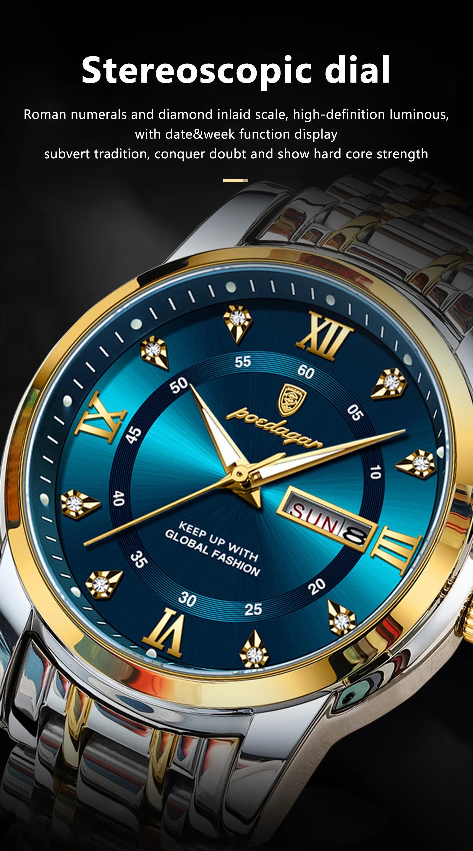 POEDAGAR Luxury Waterproof Men's Watch with Luminous Dial - Smarsty