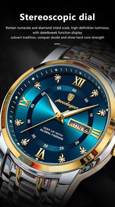 POEDAGAR Luxury Waterproof Men's Watch with Luminous Dial - Smarsty