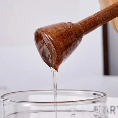 Honey Jar High Borosilicate Glass Sealed Tank Mixing Rod with Wooden Cover Transparent Honey Bottle Kitchen Storage Containers by Smarsty