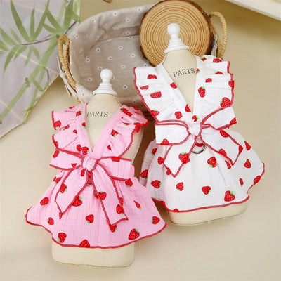 Strawberry Pattern Dog Summer Dress for Stylish Pets - Smarsty
