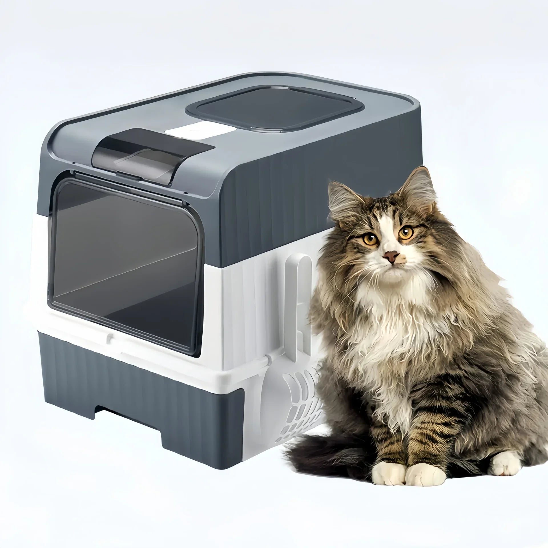 Portable Cat Litter Box with Splash Guard for Easy Cleaning - Smarsty