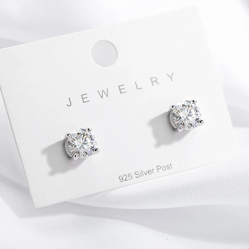Moissanite Stud Earrings S925 Silver Certified Brilliance - Smarsty